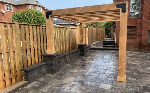 wooden pine fence and structure