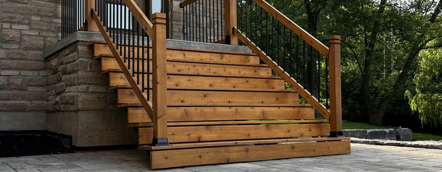 beautiful wooden stairs from door