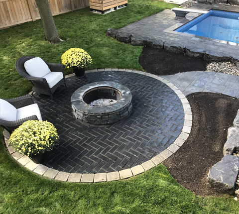 inter lock backyard setting